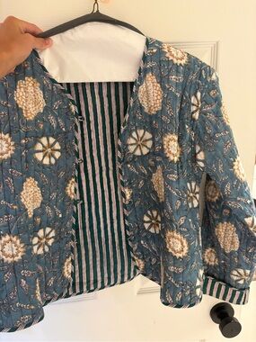 Quilted Floral Teal Jacket - Women's Jacket & Coat